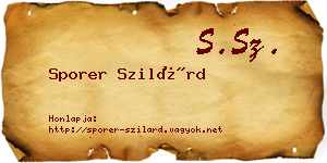 Sporer Szilárd névjegykártya